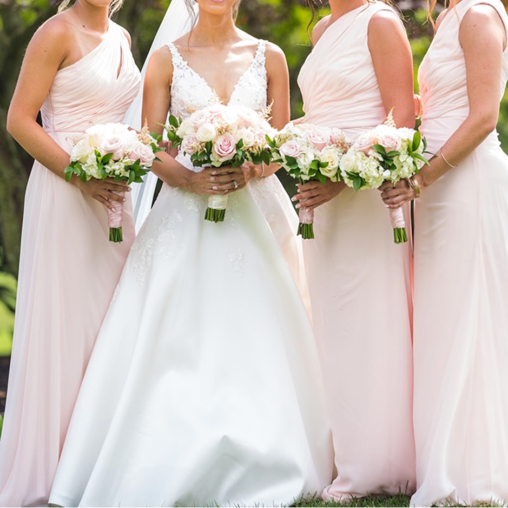 Bill levkoff # 82955 light pink bridesmaid one shoulder dress